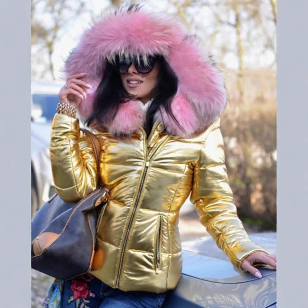 Damen Steppjacke mit luxuriösem Fellkragen und praktischen Taschen R&B