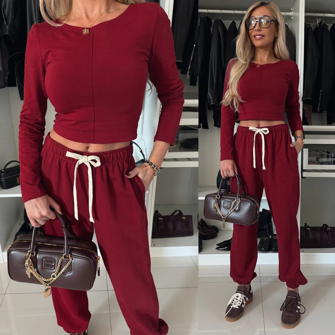 Damen komfortables Freizeit-Set mit modischem Schnitt und hoher Taille R&B