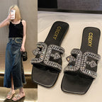 Damen Modische Riemchen-Sandalen mit funkelndem Strass-Detail und elegantem Design R&B