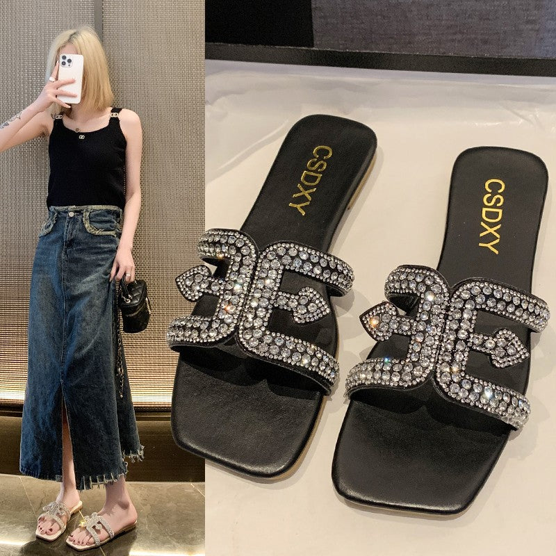 Damen Modische Riemchen-Sandalen mit funkelndem Strass-Detail und elegantem Design R&B