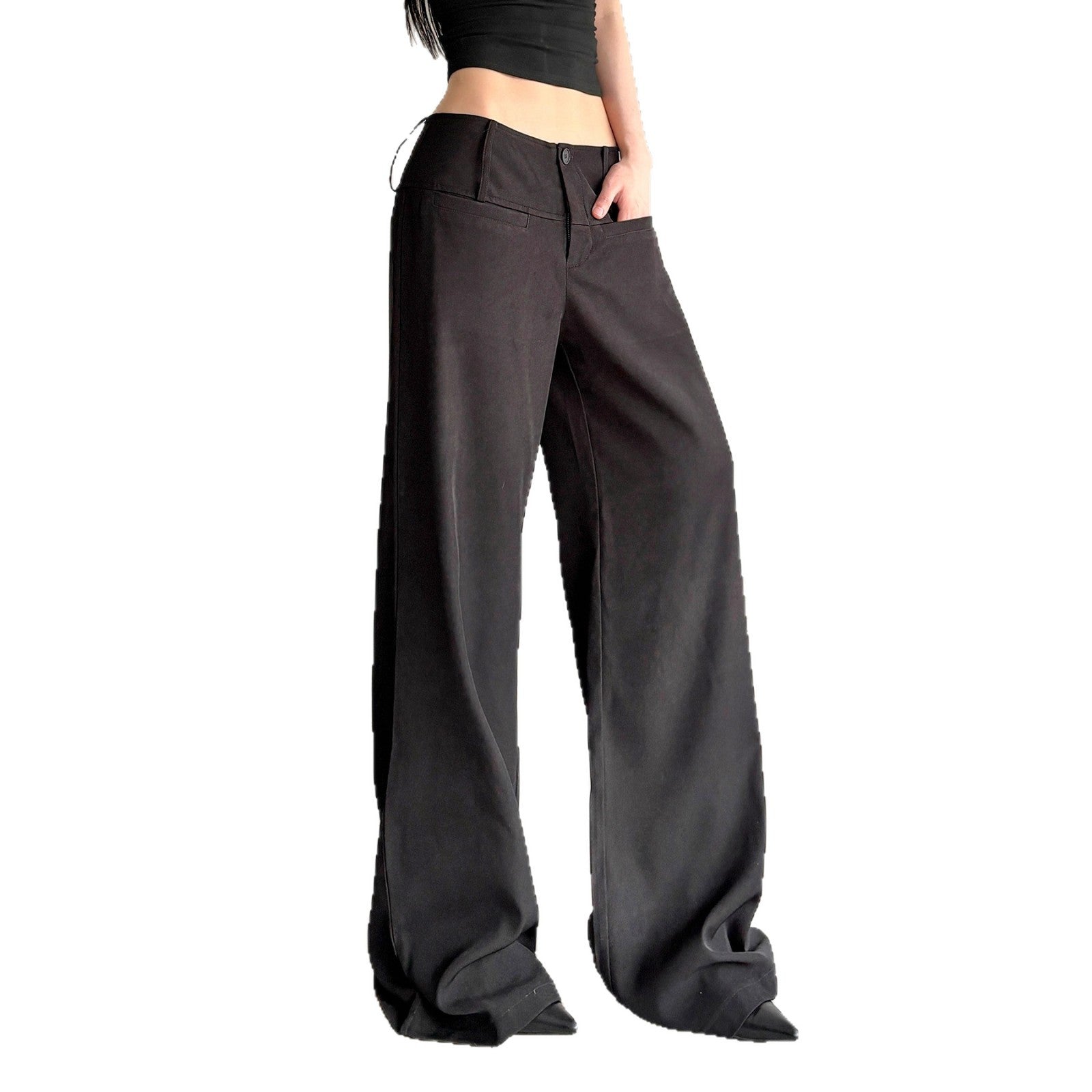 Damen Weite Flared-Hose mit hohem Bund und seitlichen Taschen R&B