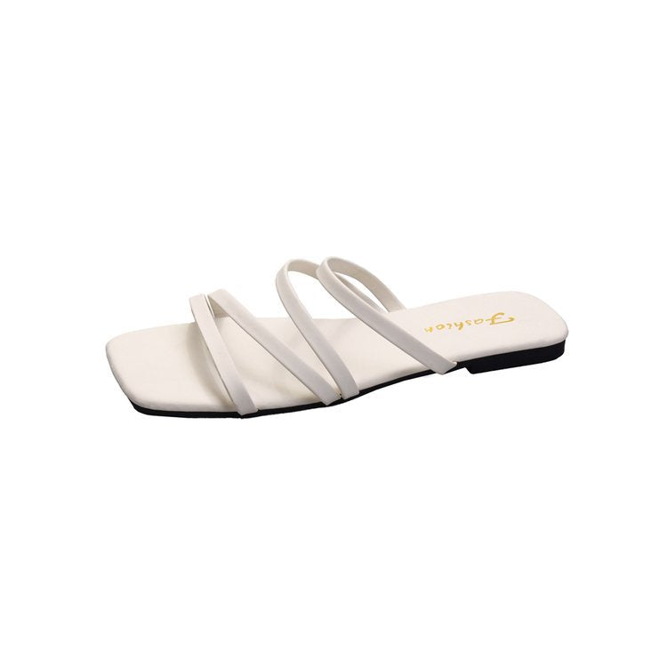 Damen flache Riemchen-Sandalen mit quadratischer Spitze R&B