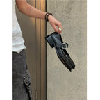 Damen elegante Halbschuhe mit Schnallen und Ziernähten R&B