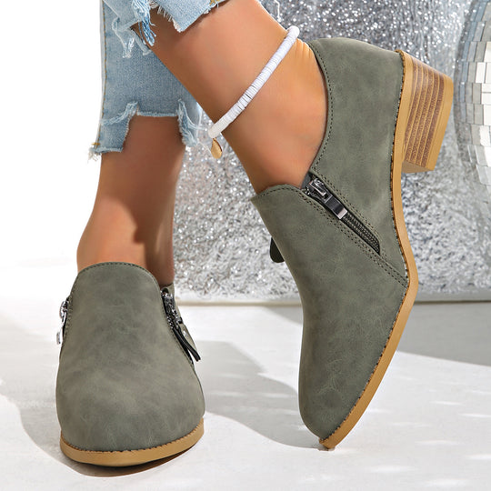Damen Biker-Stiefeletten mit modischem Reißverschluss und bequemer Sohle R&B