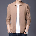 R&B | Strickjacke Wolle Slim Fit Reißverschluss Klassischer Kragen Gerippter Saum