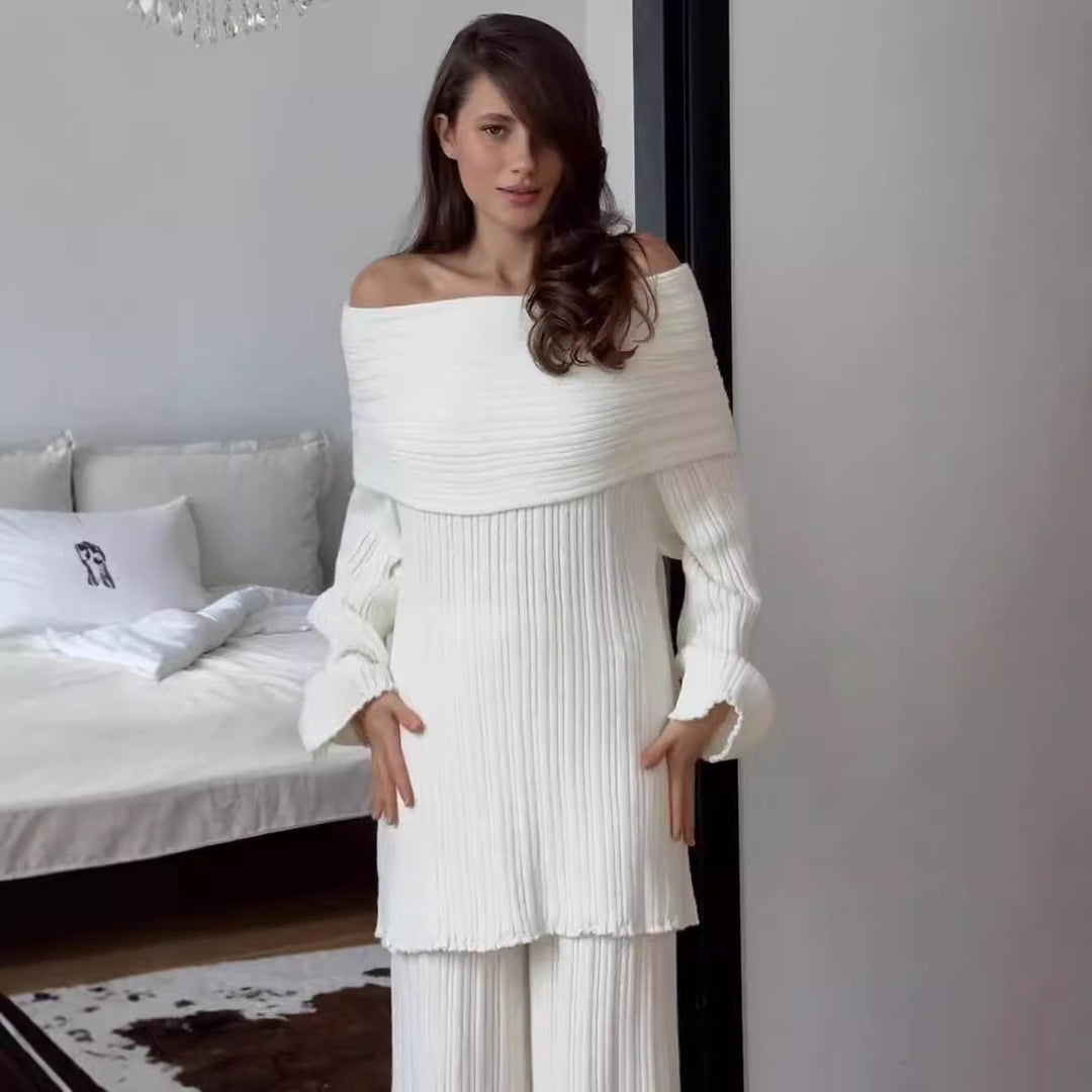 Damen Strickkleid im Off-Shoulder-Stil mit feinstructuriertem Farbverlauf R&B