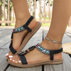 Damen modische Zehentrenner-Sandalen mit glitzernden Akzenten und elastischem Fersenriemen