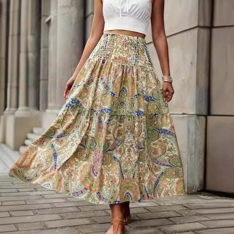 Damen Maxirock mit Paisleymuster und elastischem Bund R&B
