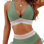 Damen Hochtailliertes Bikini-Set mit verstellbaren Trägern R&B