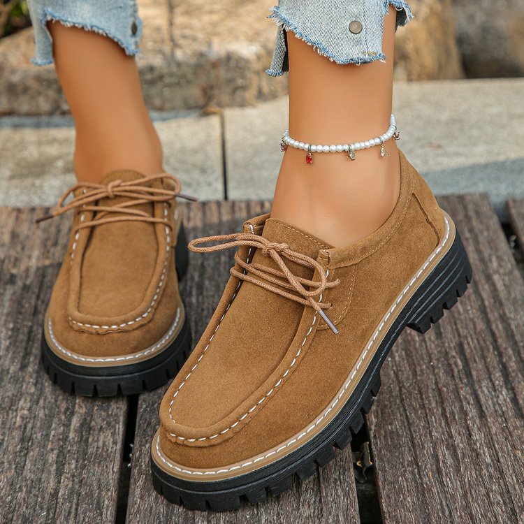 Damen modische Schnürschuhe mit robustem Profil und weichem Wildleder R&B