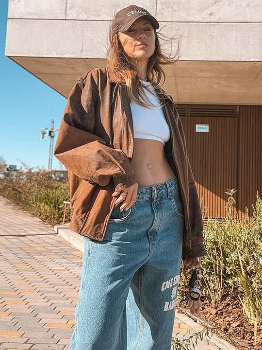 Damen lässige Wildlederjacke R&B