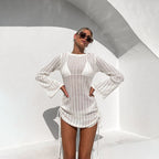 Damen strandfreundliches Netzkleid mit seitlichen Schnürungen R&B