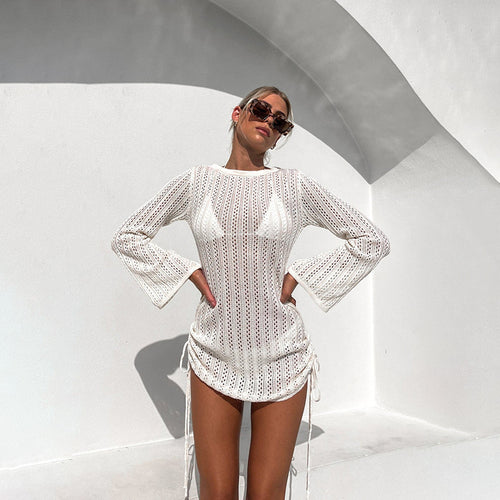 Damen strandfreundliches Netzkleid mit seitlichen Schnürungen R&B