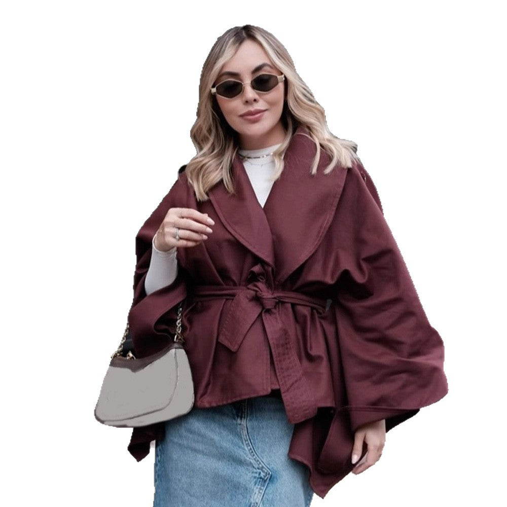 Damen Modische Oversized-Trenchcoat mit Taillengürtel R&B