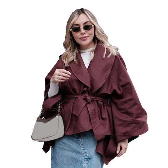 Damen Modische Oversized-Trenchcoat mit Taillengürtel R&B
