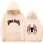 Damen Kapuzenpullover mit auffälligem Spinnenmotiv und grobem Schriftzug