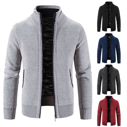 Herren Strickjacke mit hohem Kragen und praktischen Reißverschlusstaschen R&B