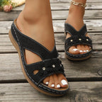 Damen Bequeme und elegante Pantoletten mit floralem Dekor R&B