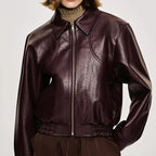 Damen Kunstlederjacke mit modischem Oversize-Schnitt und elastischem Bund R&B