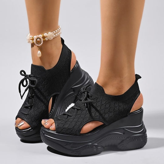 Damen modische Plateau-Sandalen mit atmungsaktiven Netzoberteil R&B
