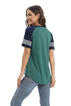 Damen sportliches Raglan-T-Shirt mit Streifenmuster R&B