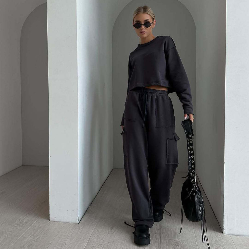 Damen lässiges Sweatshirt mit elastischem Tunnelzug R&B