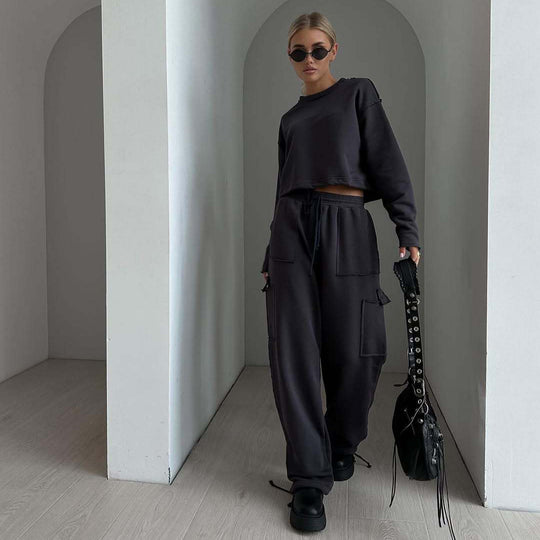 Damen lässiges Sweatshirt mit elastischem Tunnelzug R&B