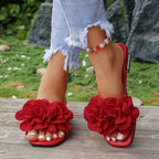 Damen Sandalen mit auffälligem Blumenapplikation und komfortablem Fußbett R&B