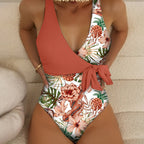 Damen Einteiliger Badeanzug mit floralem Wickeldesign R&B