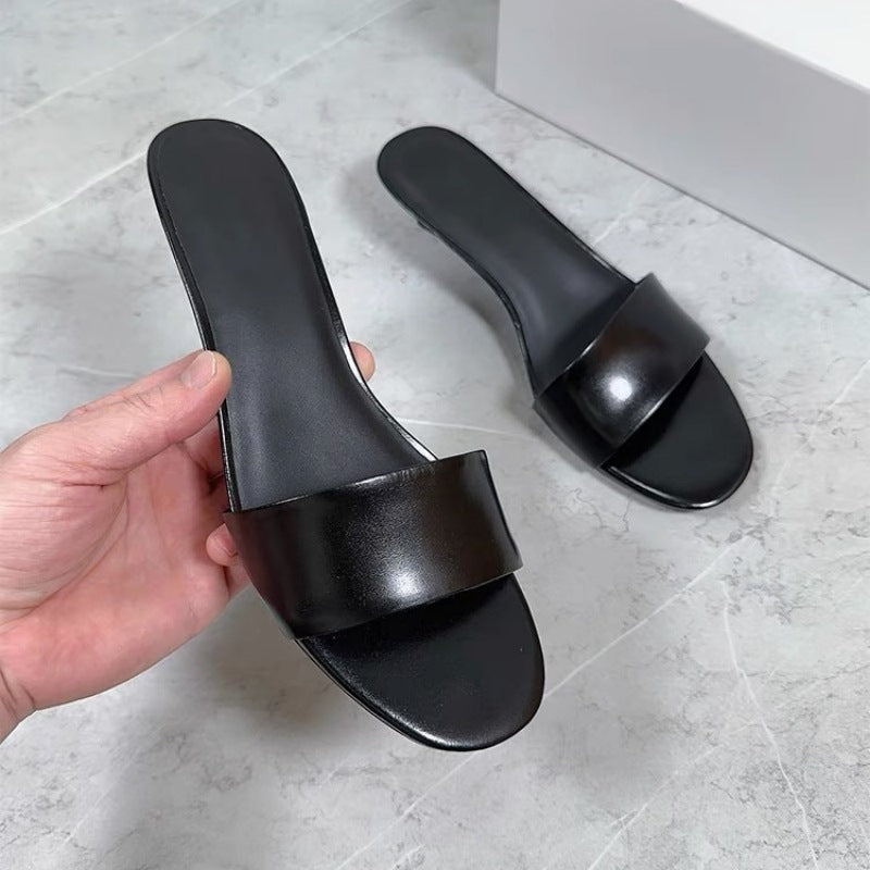 Damen elegante Slides mit breitem Satin-Riemen und komfortablem Fußbett R&B