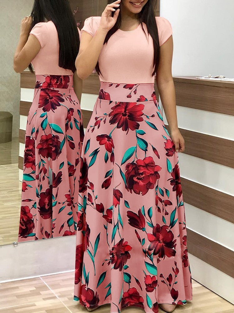 Damen Elegantes Maxikleid mit grafischem Druck und flexiblem Bund R&B