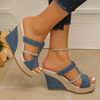 Damen Wedge-Pantoletten mit modischem Riemendesign R&B