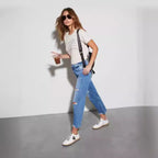 Damen Trendige Fransenjeans mit Destroyed-Details R&B