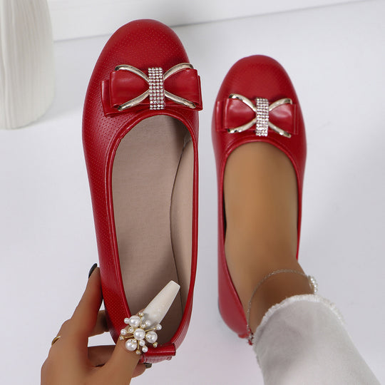 Damen Ballerinas mit modischem Schleifenakzent und Glitzerdetails R&B