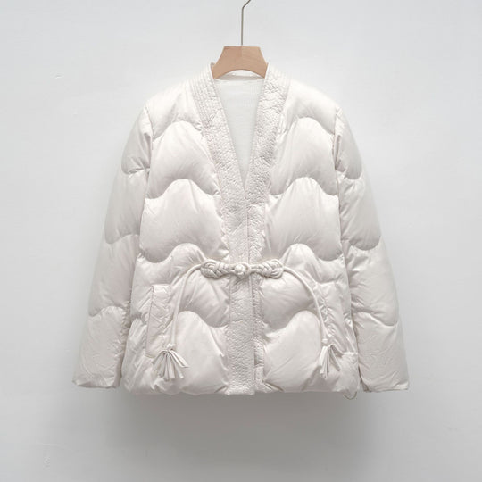 Damen Voluminöse Steppjacke mit Taillenzug und eleganter Struktur R&B
