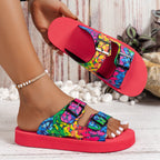 Damen modische Freizeitsandalen mit buntem Blumenmuster R&B