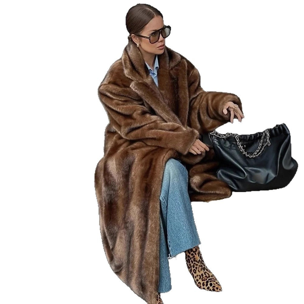 Damen luxuriöser Kunstpelzmantel R&B