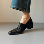 Damen elegante Slipper mit modischem V-Ausschnitt und komfortablem Blockabsatz