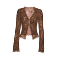 Damen Transparente Spitzenjacke mit floralen Mustern R&B