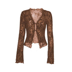 Damen Transparente Spitzenjacke mit floralen Mustern R&B