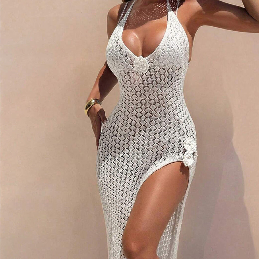 Damen Häkel-Streifen Strandkleid R&B