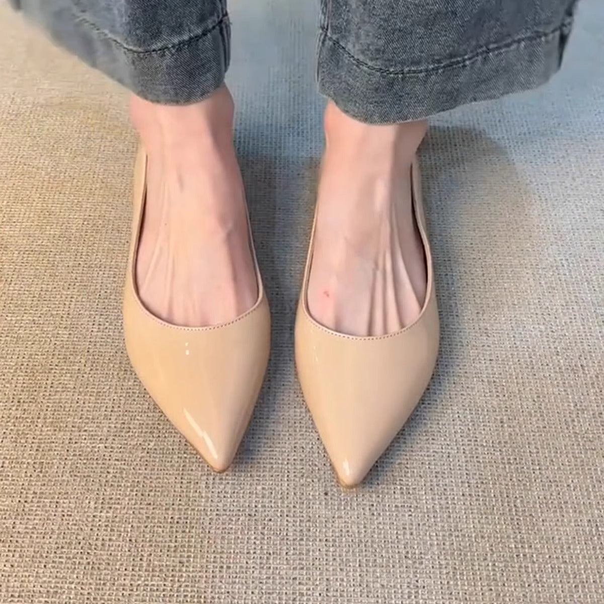Damen spitze Ballerinas mit elegantem Glanz und verziertem Rand R&B