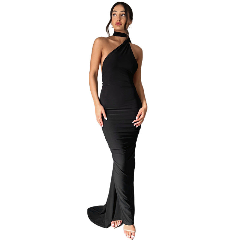 Damen Elegantes bodenlanges One-Shoulder Kleid R&B