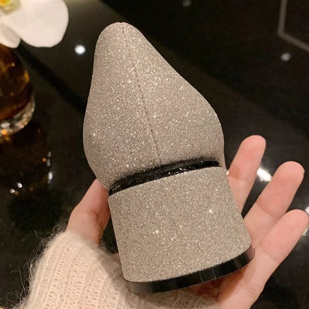 Damen Elegante Glitzer-Pumps mit doppeltem Riemchen und komfortablem Blockabsatz