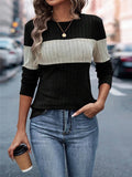 Damen Modisches Rippstrickpullover mit Streifenmuster R&B