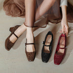 Damen elegante Ballerinas mit besonderem Riemen und dekorativem Detail