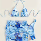 Damen Triangel-Bikini mit modischem Wickelrock R&B