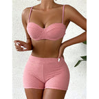 Damen Bikini-Set mit gepolstertem Oberteil und High-Waist Shorts R&B