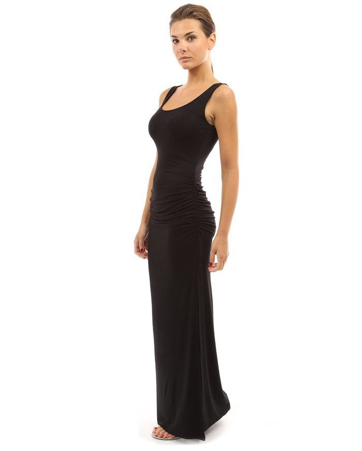 Damen figurbetontes Maxikleid mit Raffungen R&B