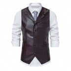Herren elegante Kunstlederweste